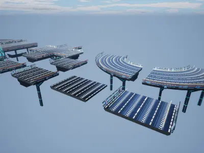 Modular Sci-fi Road  Low-poly 3D model