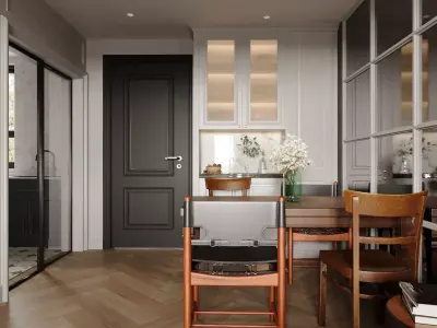 Luxurious living room dining room and bedroom 3D model