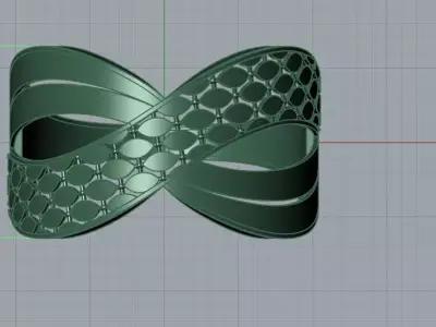 Wide Gold Crossover Ring  Lattice Pattern Laser Cut Jewelry 3D print model