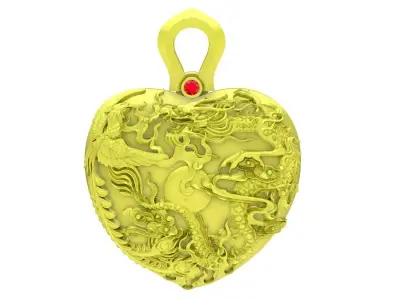 Luxury Dragon Heart Pendant for Jewelry 4010 3D print model