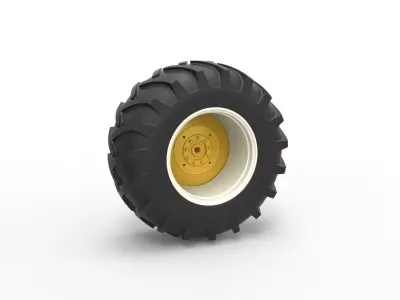 Rear wheel of Vintage Pulling tractor Scale 1 to 25 3D print model