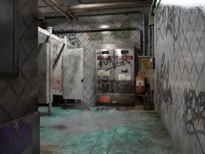 The old public Toilet 1 Low-poly 3D model