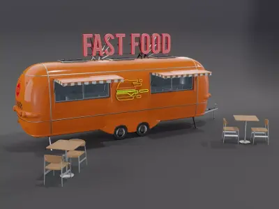 Orenge Fast Food Trailer 3D model