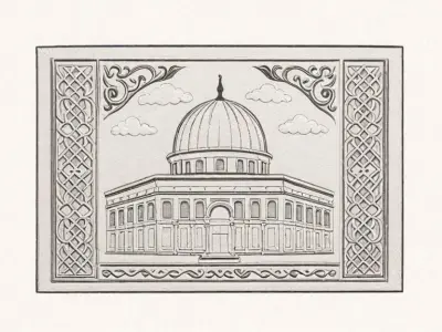 3d modern Dome of the Rock 3D Wall Panel Relief CNC 03 3D model
