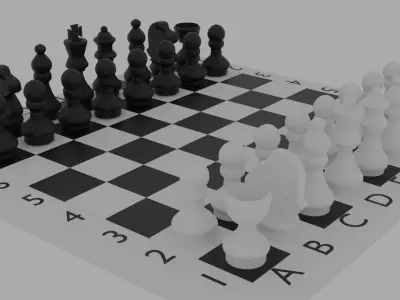 Chess board with pieces Free 3D model