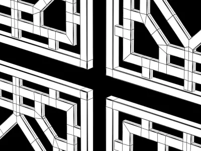 Wood Arabic Islamic pattern decorative grill screen 3D model