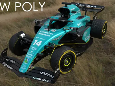 Cartoon Rigged 2023 F1 Cars 3D Model Pack