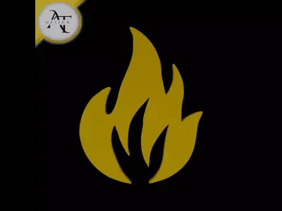Simple Flame Symbol - 2D Art Free 3D print model 21