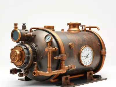 Steampunk Boiler Clock Model Pack Low-poly 3D model