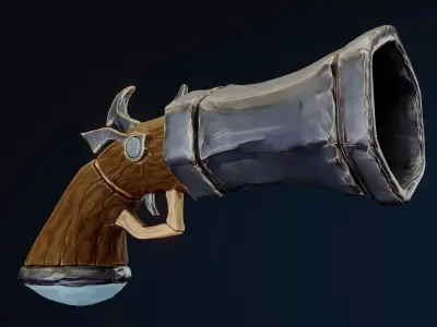 Stylized Hand Cannon  Low-poly 3D model