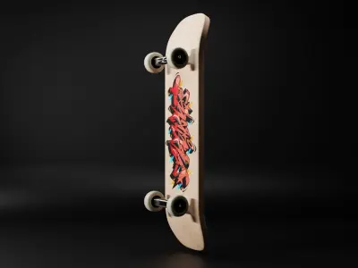 Skateboard with dragon 3D model