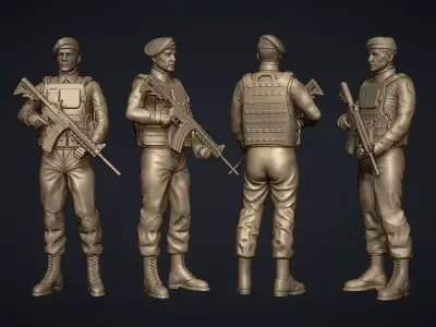 Commando Soldier Statue 3D Model for 3D Printing Ready STL OBJ  3D print model