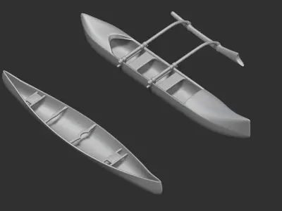 canoe girl and boys 3D print model