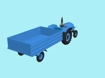 caroon tractor with trailer 3D model