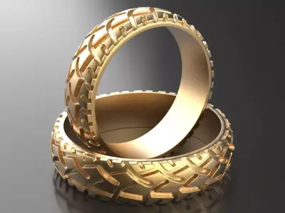 Moto Tire Shape Wedding Rings 3D print model