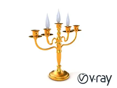 Elegant Brass Candelabra with Curved Arms model pack Low-poly 3D model