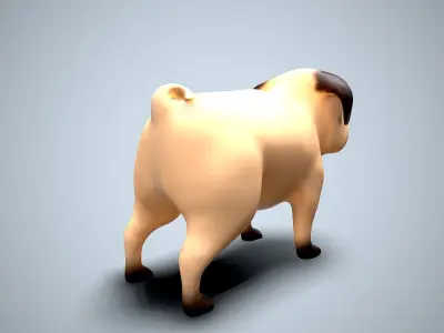 cartoon pug Low-poly 3D model