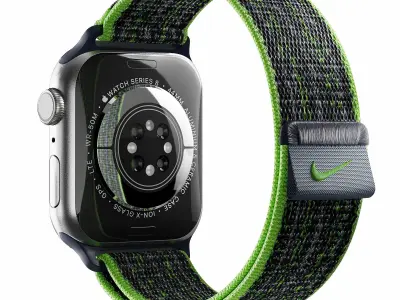 Apple Watch Series 9 Nike Sport Loop Bright Green 3D model