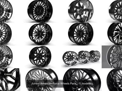 Jumbo American Force Wheels Pack 3D Model Collection
