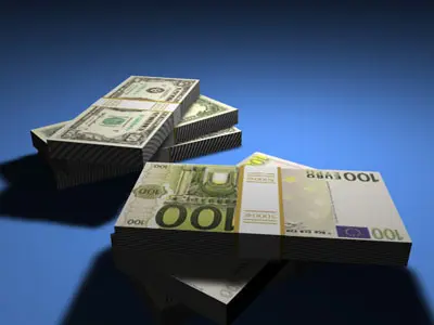 Banknotes stack of dollar bills 3D model