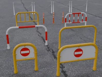 Car stop gate set 3D model