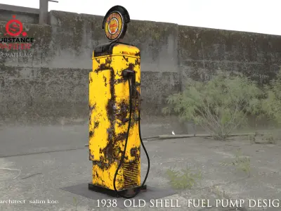  OLD SHELL GASOLINE PUMP DESIGN Low-poly 3D model