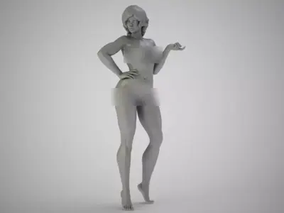Glamorous woman in dress 3D print model