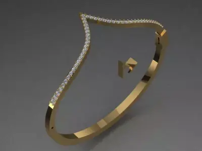 Luxury Golden Bracelet With Diamonds 3D print model