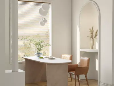 Mid Century interior scene 3D model 3D model