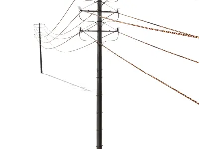 Electricity Pole 18 Weathered Low-poly 3D model