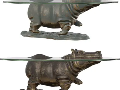 Playful Hippopotamus Coffee Table Whimsical Furniture Low-poly 3D model