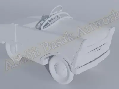 Classic 3D Car with Separate Parts for 3D Printing - Toy car 3D print model
