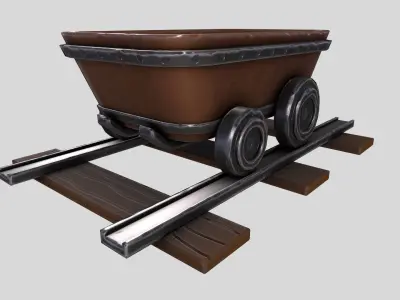 Stylized MineCart Free low-poly 3D model