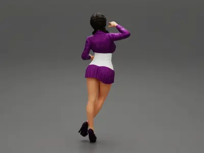 Sexy woman standing in mini skirt and mini shirt 3D print model