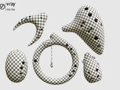 Ocarina Collection musical instrument made of wood 3D model