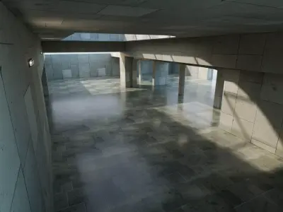 Daylight Concrete Atrium Scene - Architectural Background - V3U1 Low-poly 3D model