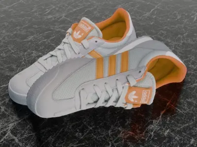ADIDAS 3D SHOES - WHIE - ORANGE Low-poly 3D model