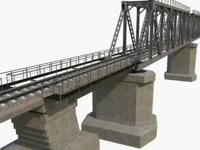 Railway Bridge Low-poly 3D model