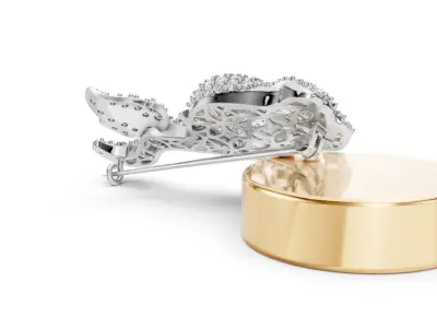 Rose Bloom pave Diamond Brooch Pin CJP 001 3D print model