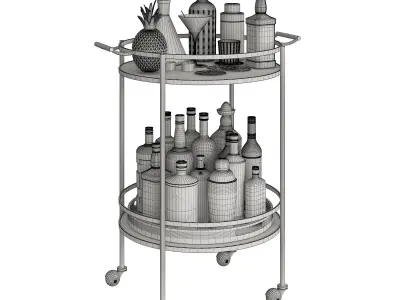 Mini Bar Beverage Table 3D model