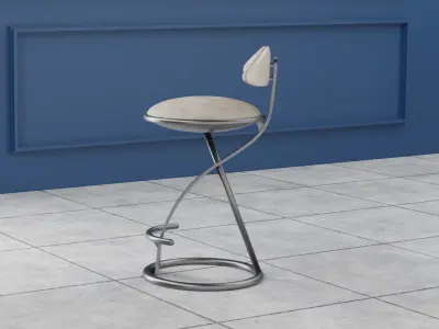 Luxury Leather Bar Stool Low-poly 3D model