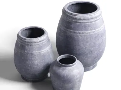 Medium Grey Rustic Farmhouse Concrete Vase Low-poly 3D model