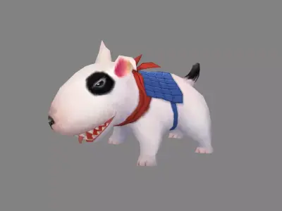 Cartoon bull terrier - puppy dog Low-poly 3D model