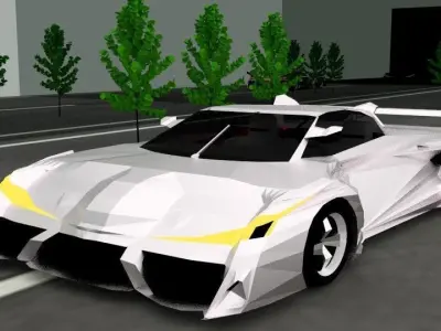 Hypercar FX16 New design Low-poly 3D model