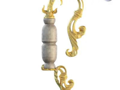 Golden decorative molded handle 3D model 3D model