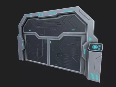 Scifi door Low-poly 3D model
