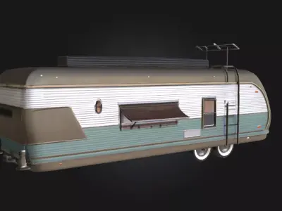 Retro Futuristic Caravan  Tomorrows Travel Yesterdays Style 3D model