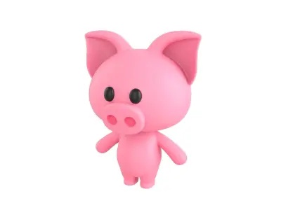Character054 Rigged Pig 3D model