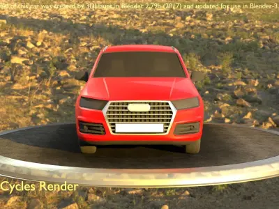 City Car 33 SUV Type-B Red Low-poly 3D model