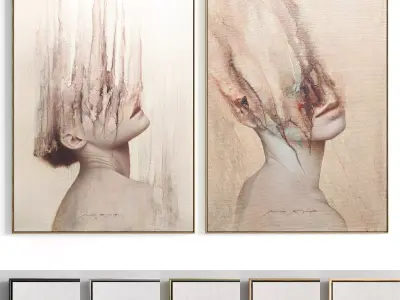 Plaster Two Photo Frame 102 Low-poly 3D model